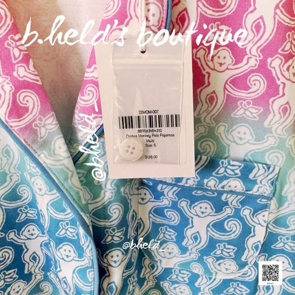 Roller Rabbit Ombre Monkey Polo Pajamas in Multi Cotton Candy Skies Size S NWT - Picture 8 of 17
